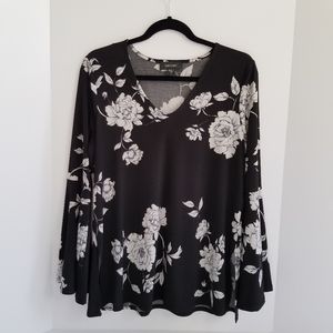 Karen Kane Bell Sleeve Knit Tunic Top Size L